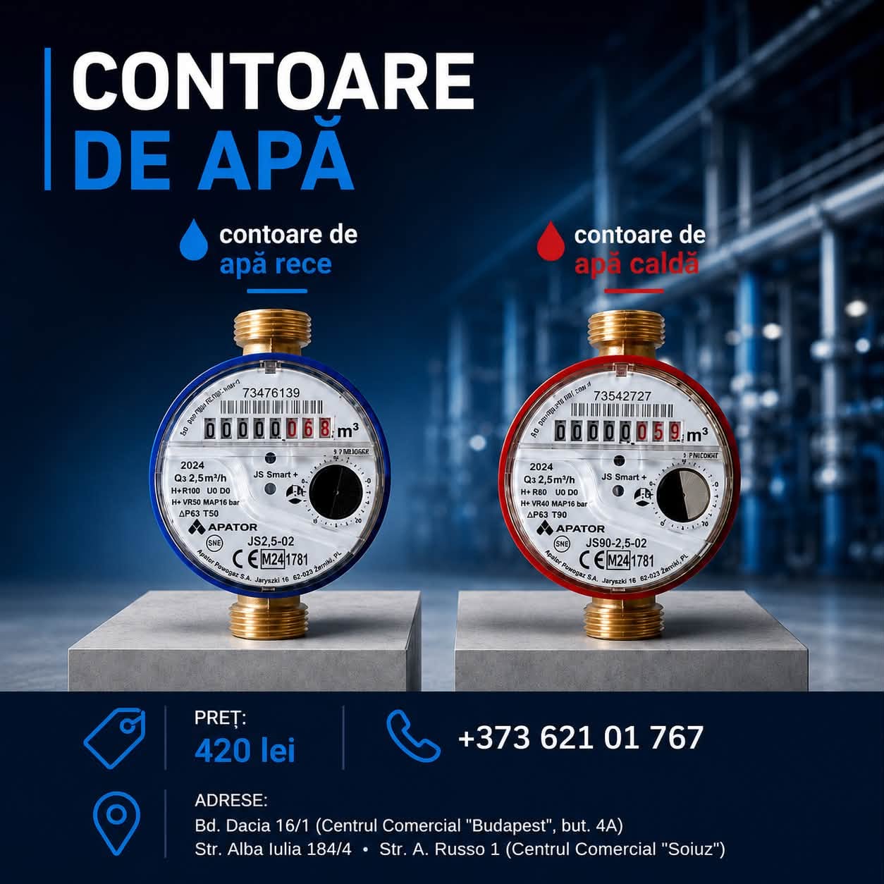 contoare apa rece Moldova